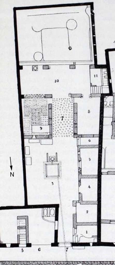 I.10.7 Pompeii. 1934 plan from NdS. I.10.7 Pompeii. 1934 plan from NdS.